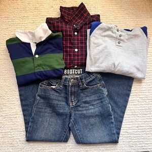 Crazy 8 Kids Plaid and Striped Shirt Set with Jeans
